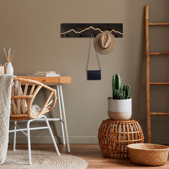 Wallity Mountain 1 Gancho de pared de madera y metal Negro